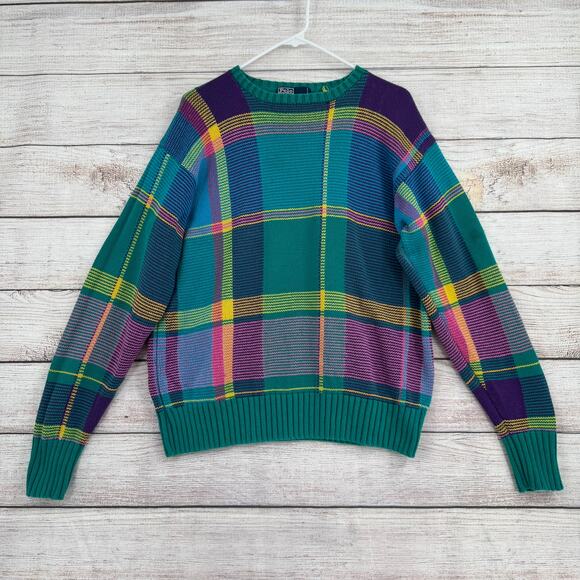 Polo by Ralph Lauren Crewneck Sweater Men's M Multicolor Plaid - Picture 1 of 10